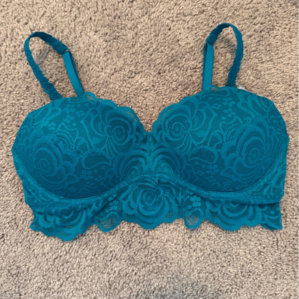 🩵 PINK Victoria's Secret Teal Lace Longline Bra